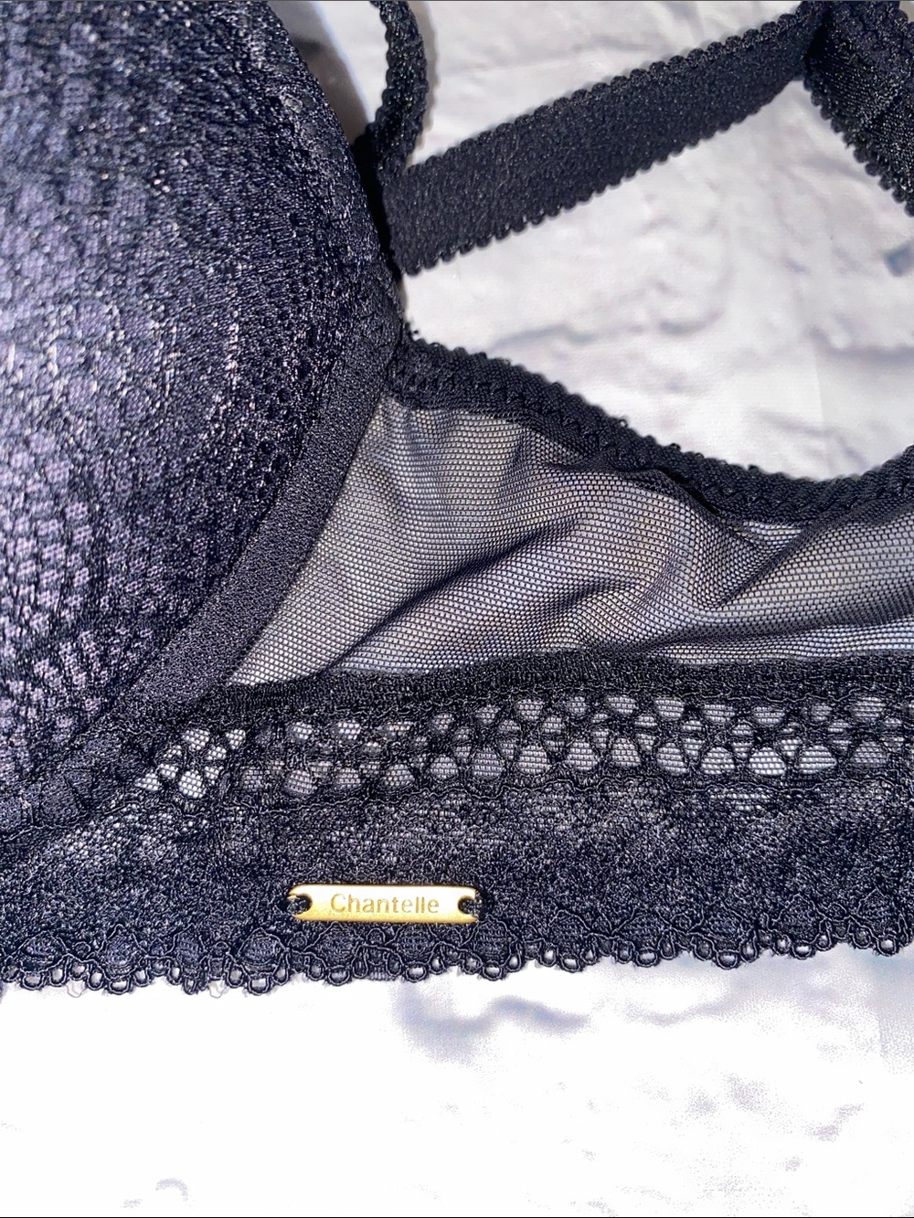 Chantelle Festivite Lace Plunge Bra Black 32C Style#C36820-011 - Picture 10 of 11